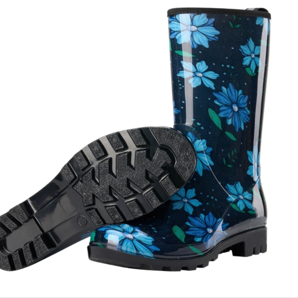 HISEA Women's Rubber Rain Boots Mid-Calf Waterproof Garden Boots Size 10 New